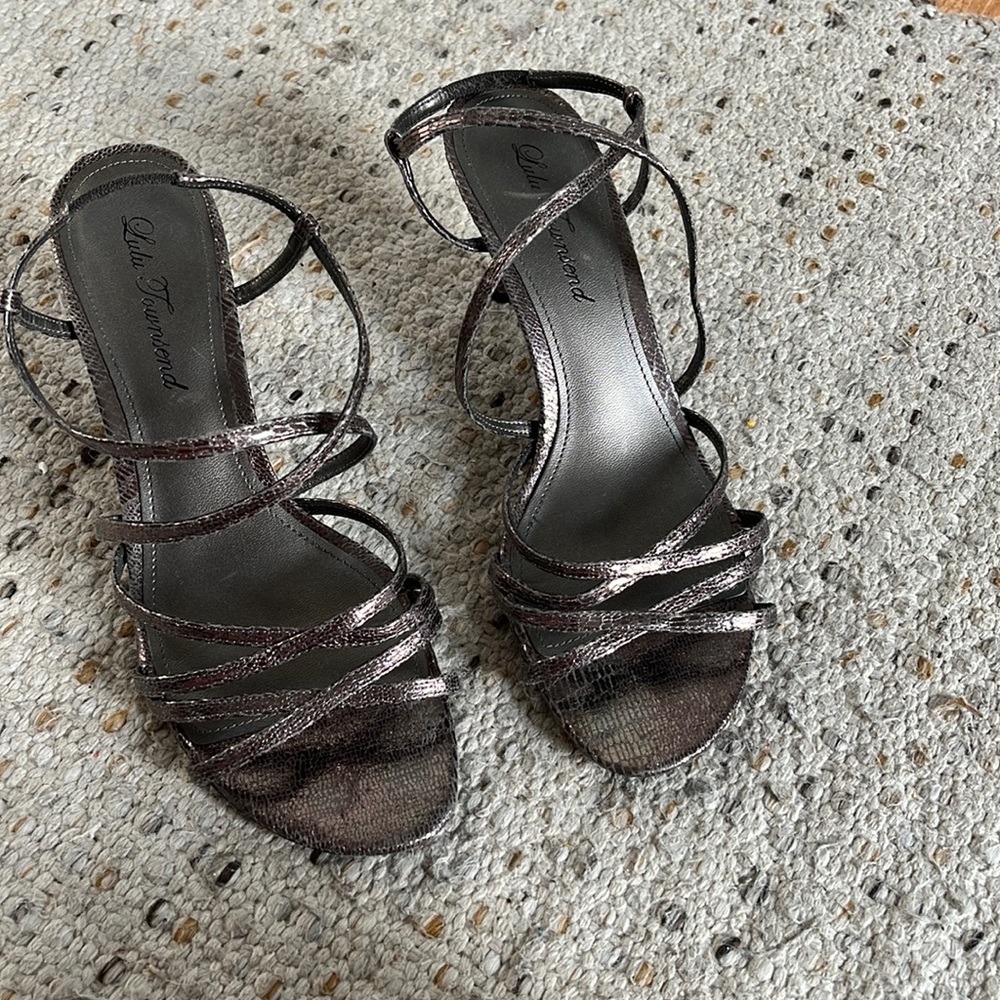 Shimmer strap heels